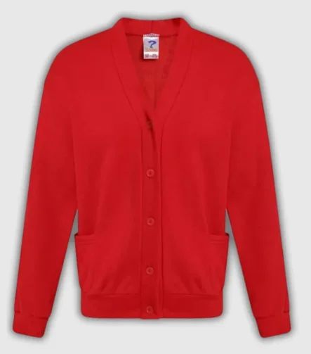 Red Sweat Shirt Cardigan