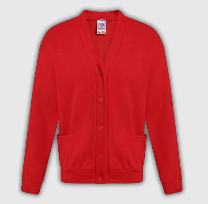 Red Sweat Shirt Cardigan