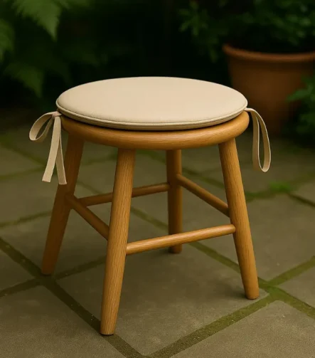Beige round seat pad kitchen stool