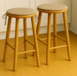Beige round seat pad kitchen stool