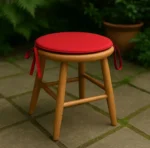 Red round seat pad kitchen stool