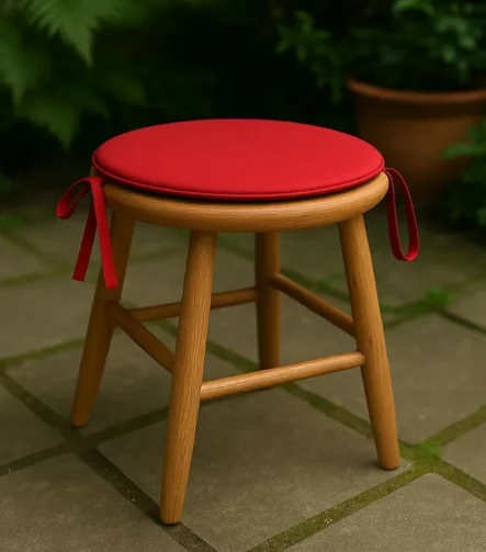 Red round seat pad kitchen stool
