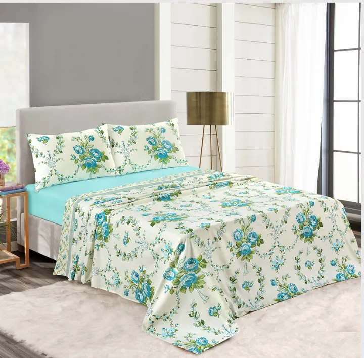 Olivia Teal Printed Sheet Set