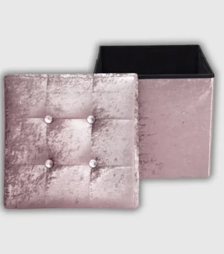 Storage Box Crushed Velvet Blush
