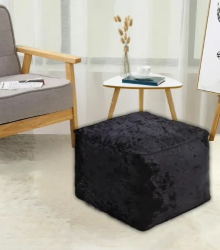 Black Crushed Valvet Bean Bag
