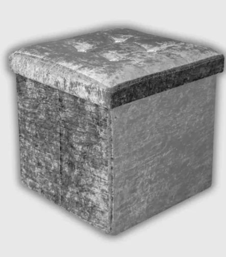 Storage Box Crushed Velvet Silver