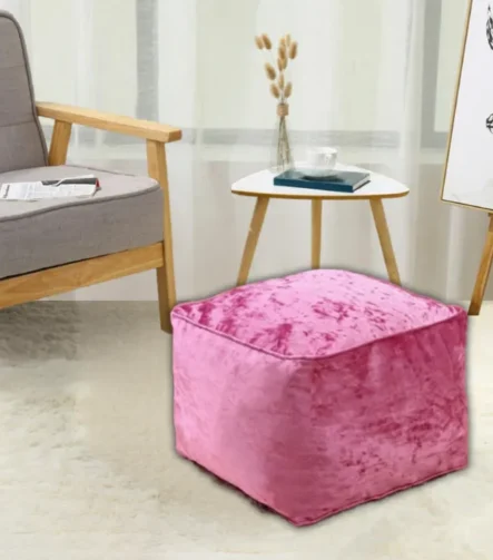Pink Crushed Valvet Bean Bag