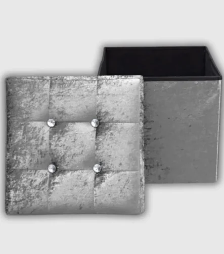 Storage Box Crushed Velvet Silver