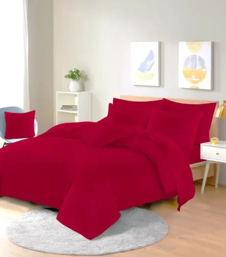 Red easy care duvet set