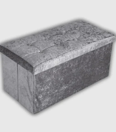 Storage Box Crushed Velvet Silver