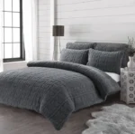 Grey leaves teddy duvet set