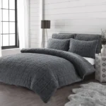Grey leaves teddy duvet set