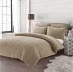 Beige leaves teddy duvet set