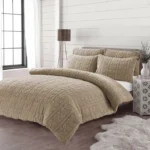 Beige leaves teddy duvet set