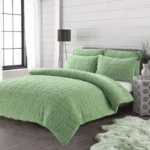 Green leaves teddy duvet set