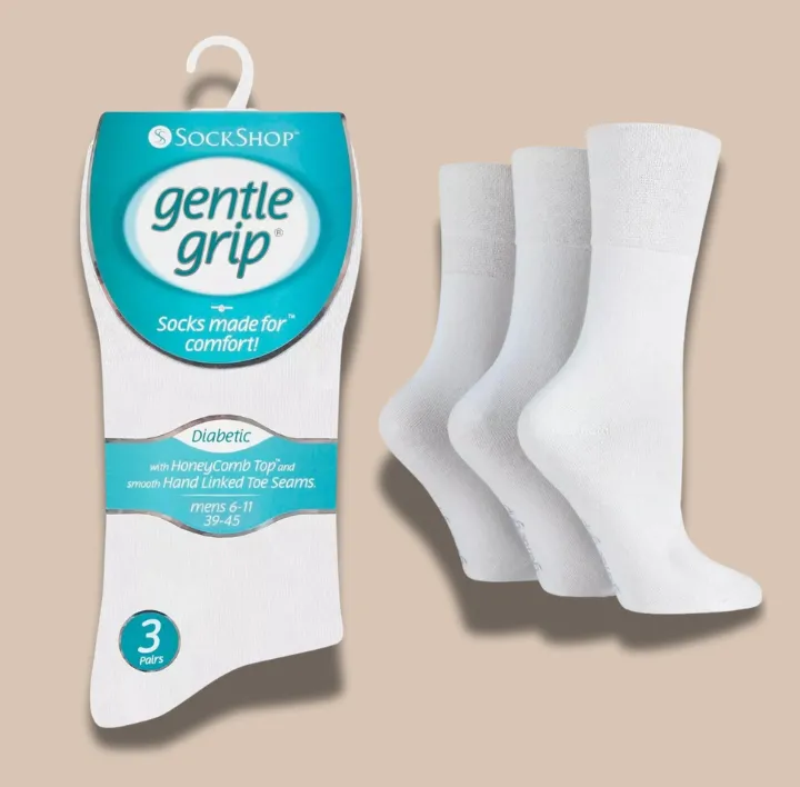 White Men Gentle Grip Socks