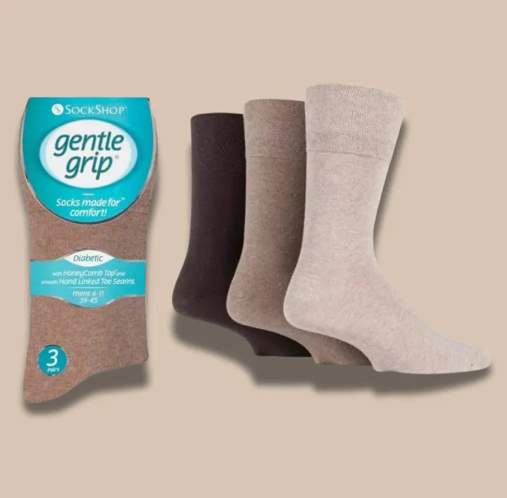 Brown Men Gentle Grip Socks