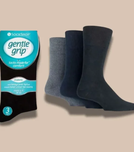 BLack + Navy + Grey Men Gentle Grip Socks