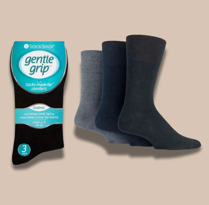 BLack + Navy + Grey Men Gentle Grip Socks