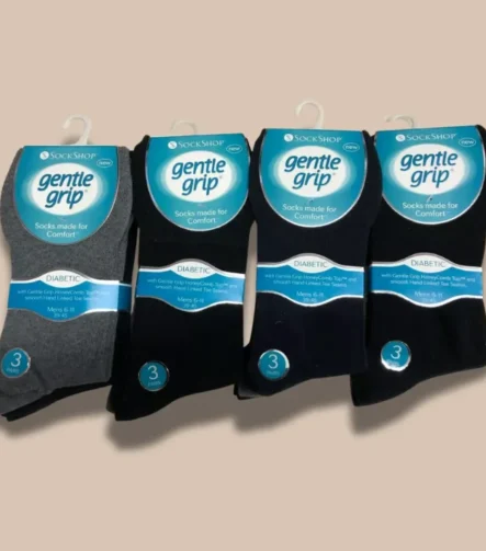 BLack + Navy + Grey Men Gentle Grip Socks