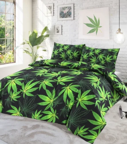 Cannabis leaf duvet set - Cannabis black