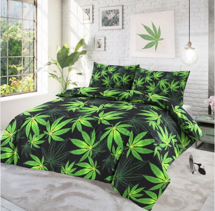Cannabis leaf duvet set - Cannabis black