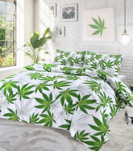 Cannabis leaf duvet set - Cannabis White