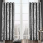 Crushed velvet curtains - silver
