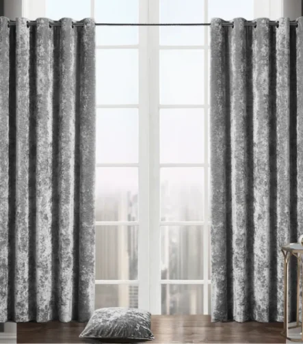 Crushed velvet curtains - silver