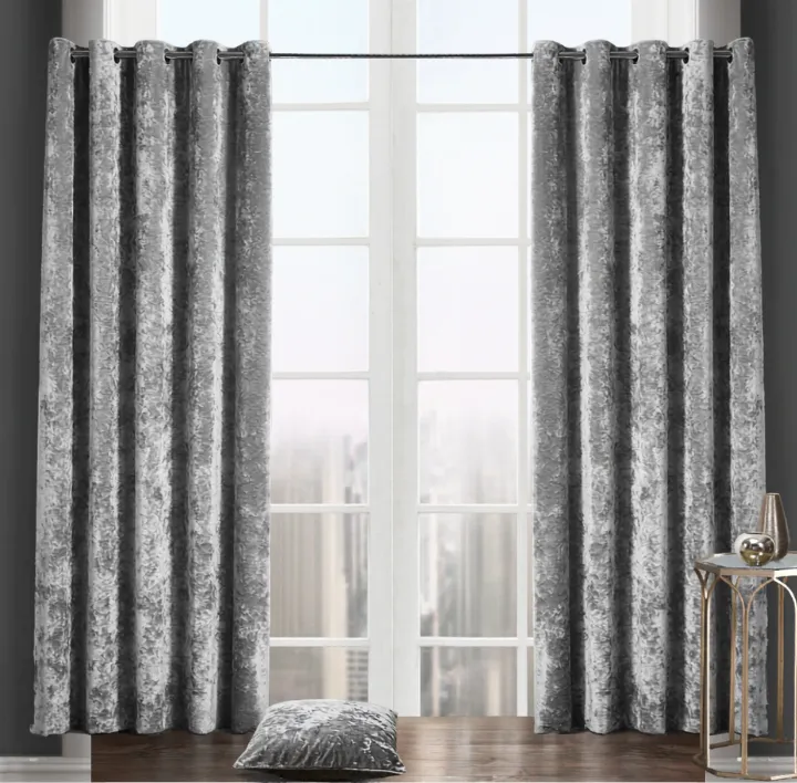 Crushed velvet curtains - silver