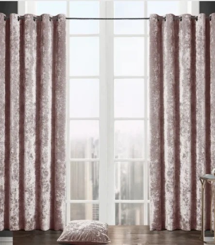 Crushed velvet curtains - blush pink