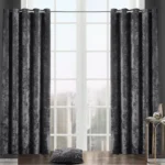 Crushed Velvet Curtain- Charcoal