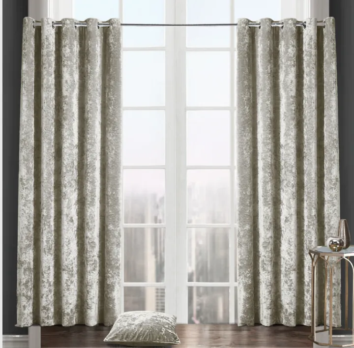 Crushed velvet curtains - cream