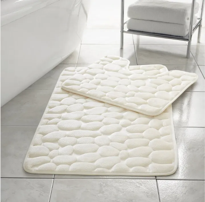 Cream Pebble bath set