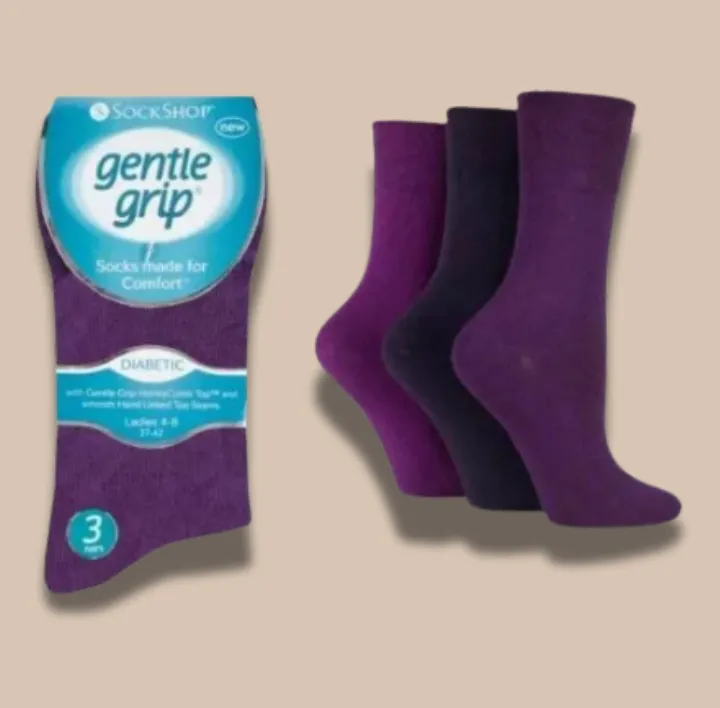 Purple Women Gentle Grip Socks