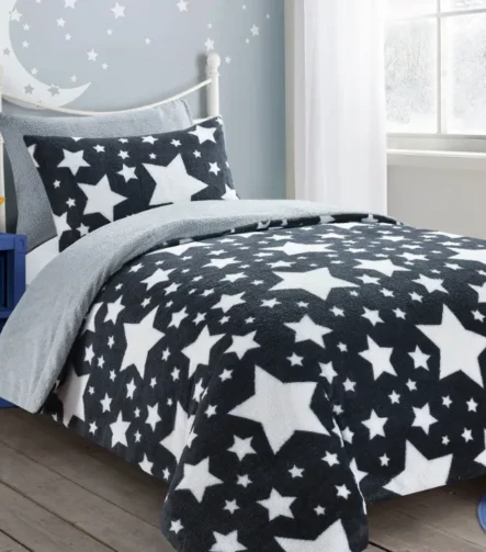 Stars duvet set - charcoal & silver