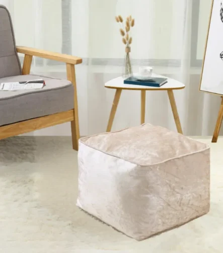 Cream Crushed Valvet Bean Bag